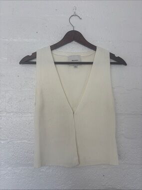 Reformation Cream Ribbed V-Neck Knit Tank